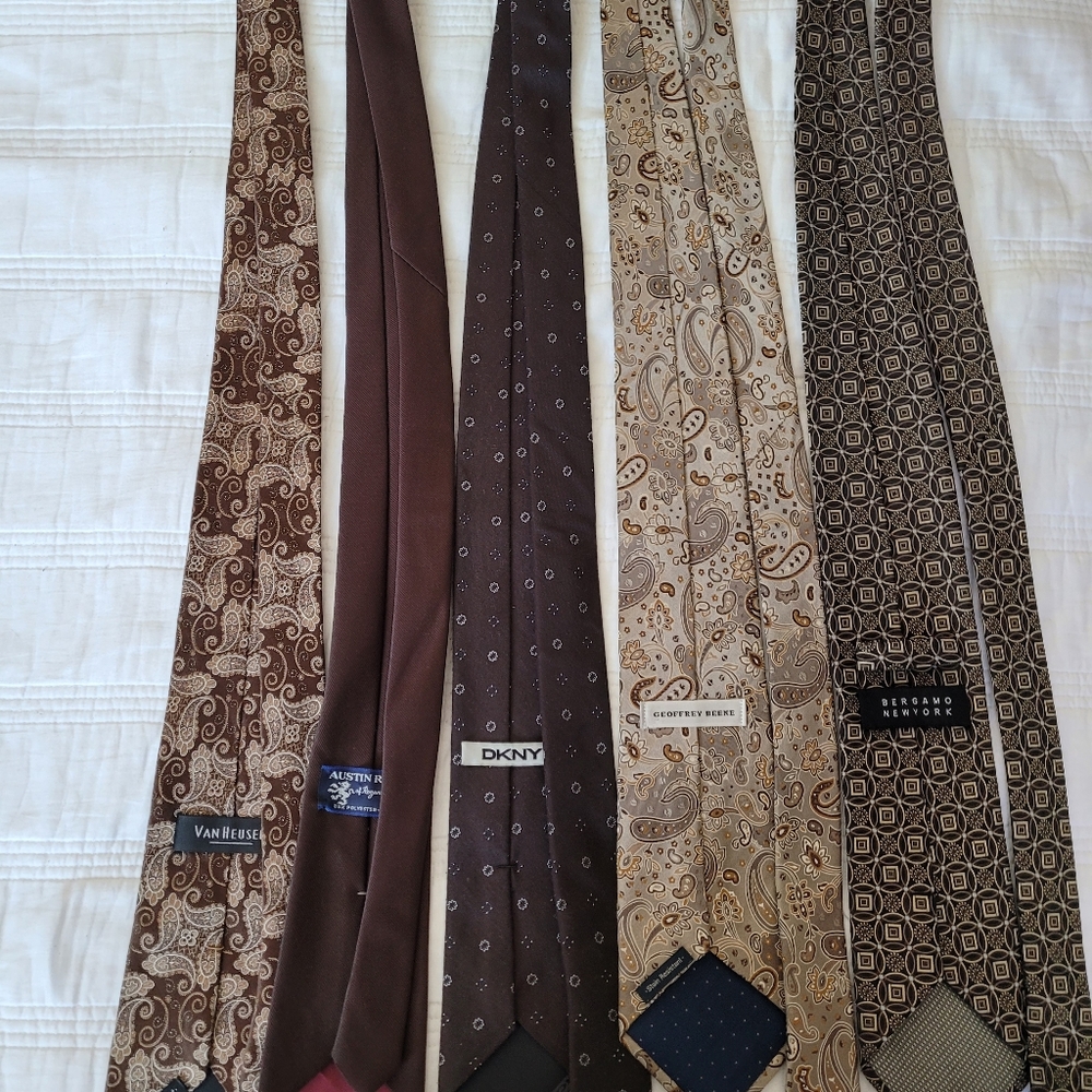 Mens dress ties set of 5 brown and Tan